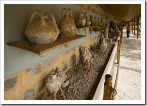 An array of amphoras at the Bodrum underwater archaeological museum