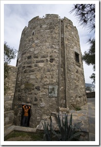 Lisa exiting the castle's snake tower