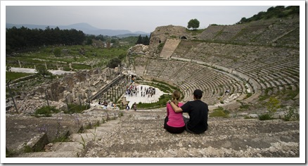 Sam and Lisa in Ephesus' main theatre