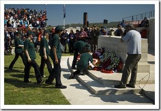 Laying wreaths at the Australian service at Lone Pine