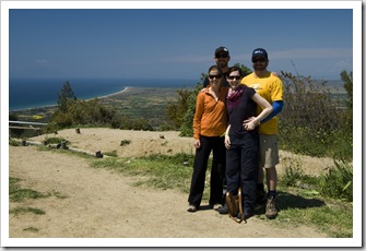 Lisa, Sam, Sally and ET at Chunuk Bair with the Gallipoli Peninsula in the background
