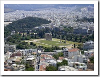The Temple of Olympian Zeus and the Pangrati area of Athens