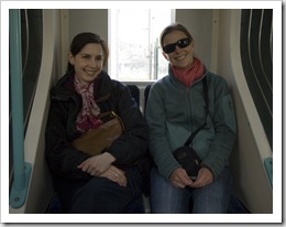 Sally and Lisa on the light rail on the way to Istiklal Caddesi