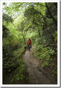 Lisa hiking up the trail from Kalambaka to Moni Agios Triados