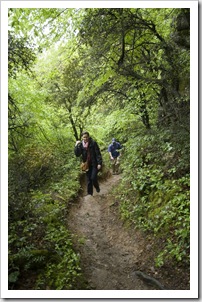 Sally and ET hiking up the trail from Kalambaka to Moni Agios Triados