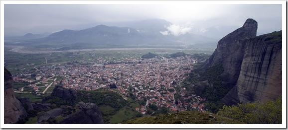 View of Kalambaka from Moni Agios Triados