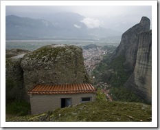 Moni Agios Triados' toilet and its view of Kalambaka!