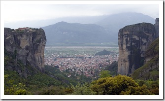 View of Kalambaka from the road between the monasteries