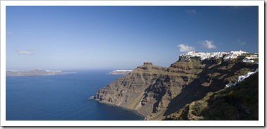 Imerovigli, Oia in the distance and the northern side of the island of Thirasia