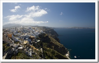 Fira and the southern end of Santorini