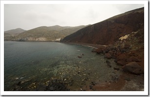 A wet afternoon at the Red Beach on Santorini's south coast