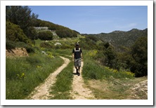 Sam hiking between Strinilas and Moni Pantokratora