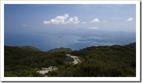 Looking south at Kerkyra Town from Moni Pantokratora