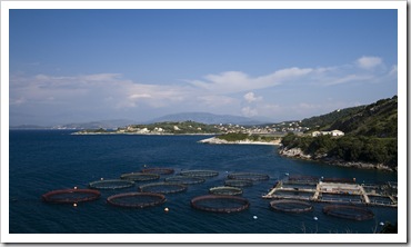 Aquaculture and Kassiopi in the distance