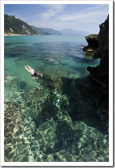 Snorkeling at the northern end of Glyfada Beach