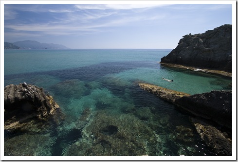 Snorkeling at the northern end of Glyfada Beach