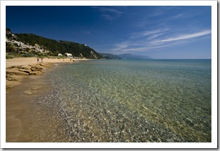 Looking south along Glyfada Beach