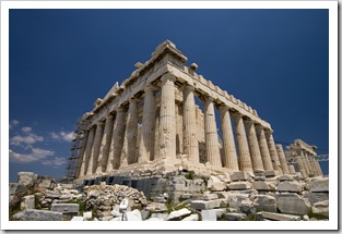 The southwest corner of the Parthenon