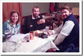 Lisa, Sam and ET enjoying pre-dinner drinks at Koka Roka Taverna