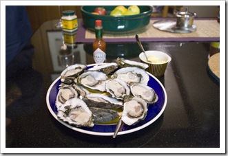 Oysters at John's house for dinner