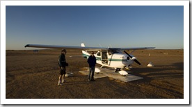 Lisa hopping on our Cessna for the scenic flight over Lake Eyre