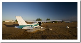 Lisa hopping on our Cessna for the scenic flight over Lake Eyre