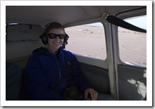 Lisa in the back for the flight over Lake Eyre