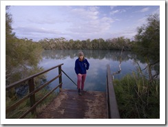 Lisa about to take a morning dip at Dalhousie Springs