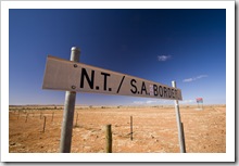 Crossing the border from South Australia to the Northern Territory