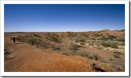 Lisa walking around the Henbury meteorite crater