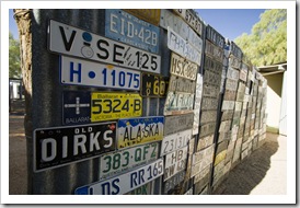 Number plate fence at the Daly Waters pub