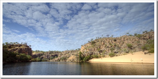 Katherine Gorge's first gorge and a crocodile nesting area in the sand