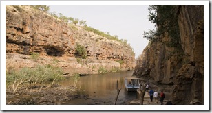 Walking between Katherine Gorge's third and second  gorges