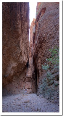 Lisa dwarfed by the walls of Echidna Chasm