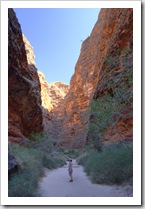 Lisa hiking in to Cathedral Gorge