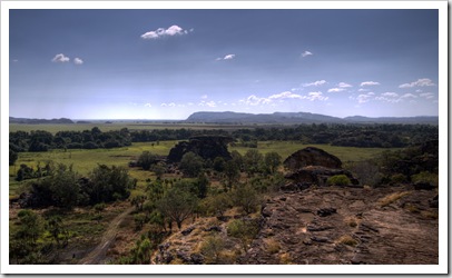 Looking out from the top of the sandstone escarpment at Ubirr into Arnhem Land