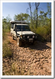 Lisa driving on the track out of Gubara Pools