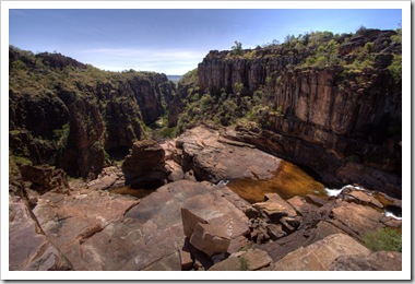 The top of Twin Falls and the gorge in the distance