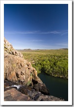 The Gunlom plunge pool from the top of the waterfall