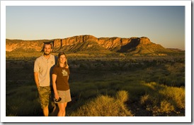 Sam and Lisa with the Bungle Bungle Range in the background