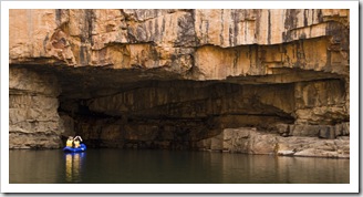 Kayakers at the mouth of Sparrow Cave in Katherine Gorge's second gorge