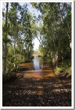 The ominous creek crossing on the road into Tjaynera Falls