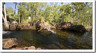 Sam about to dive into one of the pools at Buley Rockhole