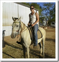 Lisa ready to go on her horse Oro