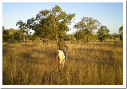 Greg riding on Birdwood Downs Station