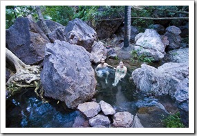 Sam and Lisa taking a morning dip in Zebedee Springs
