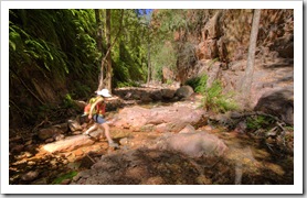 Lisa hiking in El Questro Gorge