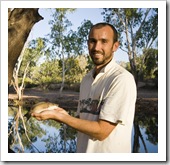 Sam and a baby Barramundi