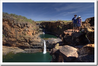 Sam and Lisa with Mitchell Falls in the background