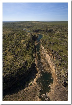 The gorge formed by Mitchell Falls looking out to the ocean